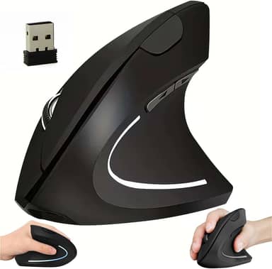 Mouse Ergonômico Vertical Sem Fio Bluetooth 2.4 GHZ Ortopédico, Óptico 3 Níveis de DPI Ajustáveis/Plug and Play, Redução de Tensão no Pulso - Premium