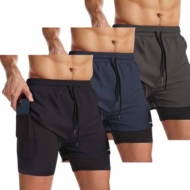 Kit 3 Bermuda Shorts 2 Em 1 Masculino Academia Dryfit Treino