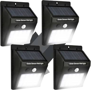 Kit 4 Luminária Solar Led Arandela com Sensor de Presença Automático Luz Externa de Parede Jardim Resistente a Água
