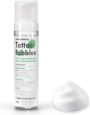 Tattoo Bubbles 8,5Oz Espumante Pós-Tratamento Tatuagem Sabonete Verde Para Curar, Limpar E Limpar Pele E Piercings - Fórmula Suave, Hidratante E Vegana (Espuma Verde, 8,5 Fl Oz)