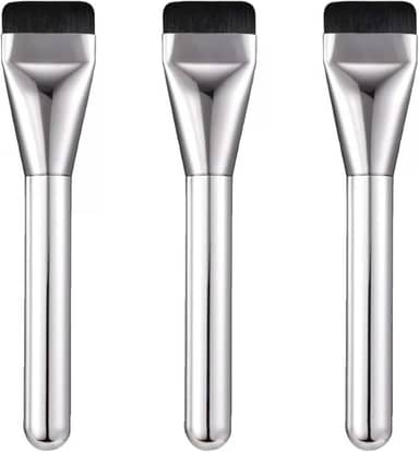 Kit 3 Peça Pincel Plano P/Base Líquida Corretivo Flat Blush