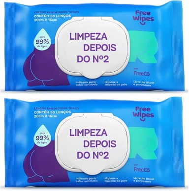 Free Wipes Lenço Umedecido Toilet - Pack com 2 unidades