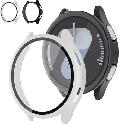 [2+2] Pacote para Samsung Galaxy Watch 7 Capa protetora de tela acessórios de 44 mm, capa antiderrapante ultrafina resistente a arranhões com vidro temperado para Galaxy Watch 7, conjunto de capa