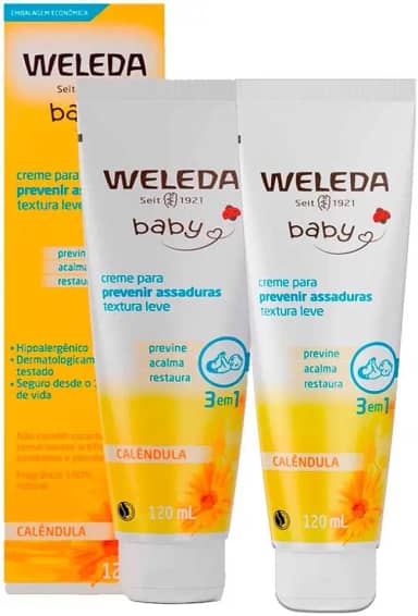 Kit 2 Creme para Assadura de Bebê Calêndula Baby Weleda 120ML Proteção Natural contra Assaduras, Uso Diário desde o 1º Dia de Vida
