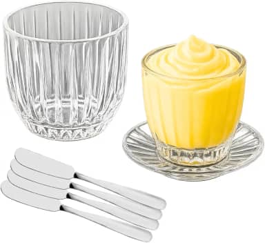 Bertaglia Manteigueira Francesa de Vidro Transparente com 4 Espátulas Aço Inox 150 ml 11 cm