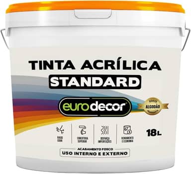 Tinta Acrílica Standard Euro Decor 18L Sem Cheiro Anti Mofo Interior e Exterior (Gelo)