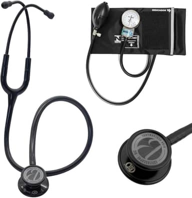 Kit Estetoscópio BIC Eternity + Esfigmomanômetro Pamed Com Bolsa - Enfermagem e Medicina (TOTAL BLACK)