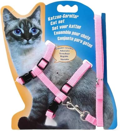 Coleira Para Gatos Com Guia Peitoral Ajustável E Confortável (Rosa)