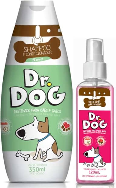 Kit Banho Pet: Shampoo Condicionador Hipoalergenico 5x1 para Pet Cães Gatos, Antialérgico, Não irrita os olhos, xampu para Lhasa, Shih tzu, Pug, SRD