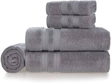 Jogo de Toalhas de Banho Gigante 100% Algodão Macia Alta Absorção Karsten Unika, Banhão 500g/m² - 5 Peças (Cinza Chumbo)