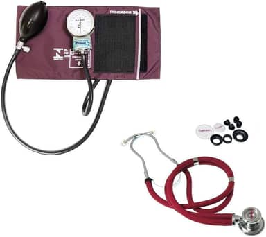 Aparelho Medidor de Pressão Esfigmomanômetro com Braçadeira + Estetoscópio Rappaport Premium - Vinho
