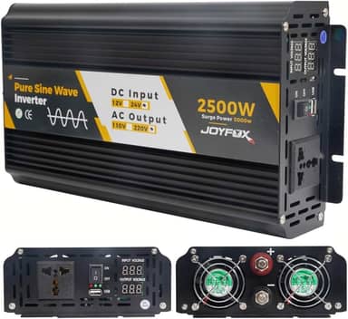 Joyfox Inversor Energia Onda Senoidal Pura 800W 1000W 2000W 2500W 4000W 12v / 24v Para 110v / 220v Usb Conversor Transformador Tensão (24v Para 220v 2500W Pico 5000w)