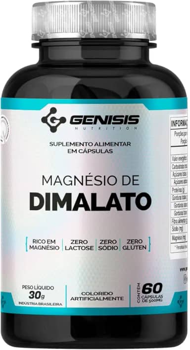 Magnésio Dimalato Original Dimagnésio Malato Genisis 60 Cápsulas