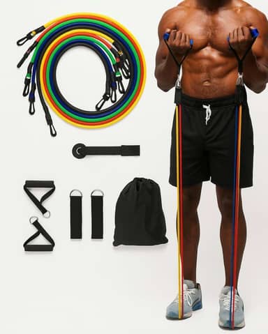 Kit 11 Elásticos Extensores de Resistência para Exercícios - Treino Funcional, Pilates, Musculação, Fisioterapia e Academia