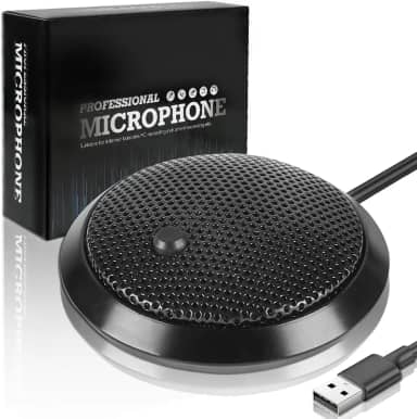 Microfone de Mesa para pc, Microfone de Conferência USB, Microfone Condensador Omnidirecional de 360° com Tecla Silenciosa
