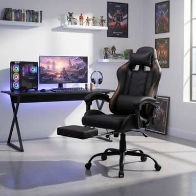 Cadeira Gamer BlackMamba Ergonômica com Inclinação e Apoio para Pernas Preta