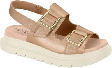Sandália Papete Flatform Ajuste em Velcro Modare 7200.102 - Dourado - 34