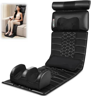 Esteira Massageadora, Assento Massageador, 110V-240V, Vibração e Amassamento, Compressa Quente para a Região Lombar e Dorsal, Três Níveis de Intensidade, Vários Modos, Massagem Simultânea em Cinco Posições