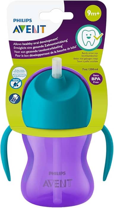 Copo com Canudo Philips Avent SCF796/02 200 ml Azul/Roxo 9m+