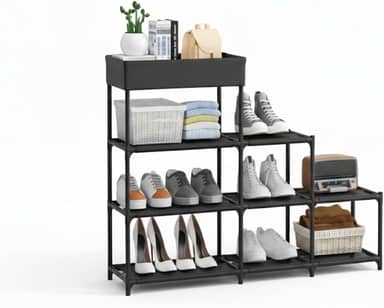 Sapateira Organizadora 9 Andares Multiuso - Estante Sapatos Vertical 62x21x94cm Preta