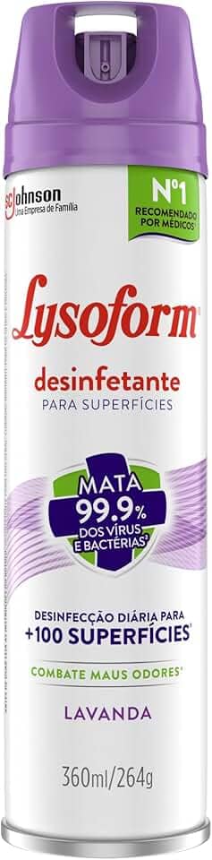 Lysoform Lavanda, Desinfetante Aerosol para Superfícies, 360ml