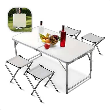 Mesa Dobrável 120x60 Maleta Portátil 4 Banquetas Camping