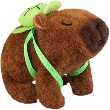 Brinquedo infantil pelucia capivara fofa filo Pula e emiti som (Marrom)