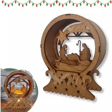 Luminária Led Presépio Mdf Lembrança Presente Natal