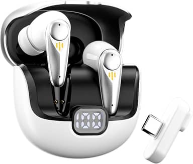 Basike Fone de Ouvido Sem Fio Bluetooth 5.4, Headset Gamer Intra-Auricular com Áudio Hi-Fi, Mic ENC, Display LED, 40H de Bateria – Para Jogos, Streaming e Dia a Dia – Branco