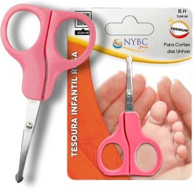 Tesoura Infantil Cabo Plástico Rosa - NYBC Beauty - TUIR-98