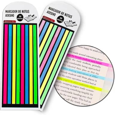 Kit 2 Adesivo Marcador De Linhas, Marca Páginas Colorido, Bloco Adesivo Para Sublinhar Textos, 320 Fitas, Livro, Fichário, Caderno
