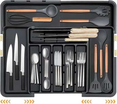 Organizador de Talheres, Porta Talheres Gaveta Resistente e Durável, Organizador de Talheres para Gaveta Prática e Conveniente, Separador de Talheres para Gaveta Economia de Espaço