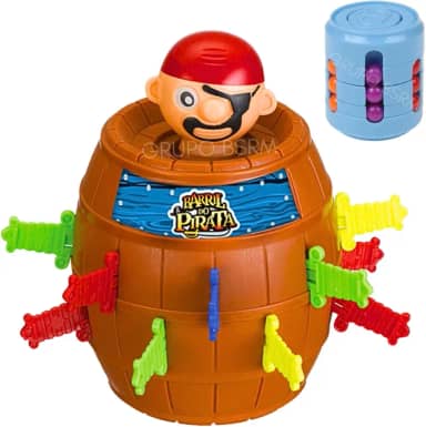 Pula Pirata Barril Kit Brinquedos Criança 5 anos Infantil Jogo Barril do Pirata Presente Para Criança menina menino + Cilindro Magico Brinquedos Educativos Portatil para viagem