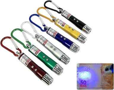 Laser Caneta Detectora Notas Falsas Luz Ultravioleta 3 Em 1