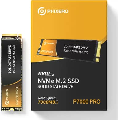 PHIXERO SSD NVMe P7000PRO 2TB, PCIe Gen4x4, M.2 2280, Velocidade de Leitura até 7000 MB/s, Unidade de Estado Sólido Interna para Jogos PS5
