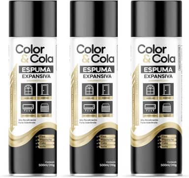 Espuma Expansiva Selante Vedante Reparo Acustivo Preenchimento Uso Geral PU Profissional 500ml Com aplicador - Kit 3 Unidades