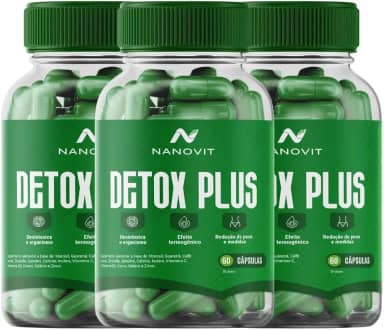 Kit 3 Nanovit Detox Plus Suplemento Termogênico 60 Cápsulas