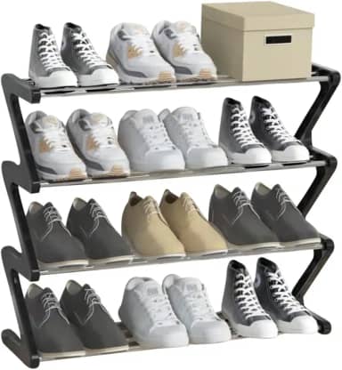 CASITA Sapateira Rack Organizador 4 Prateleiras Moderno para Livros Bolsas Sapatos Sandália Tênis 12 Pares