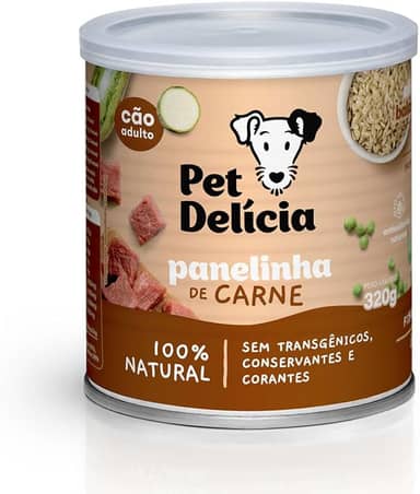 Pet Delícia Panelinha de Carne 320g, Alimentação Natural para Cães, Com Carne Bovina e Legumes Selecionados