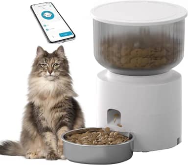 Comedouro para Cães Alimentador automático pet,3L Comedouro automatico para gatos,Controle de APP WiFi 2.4G,Tigela de aço inoxidável,removível e lavável