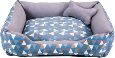 Cama para Cachorro Médio 60X50 Com Zíper Estampa Geométrico Turquesa Cinza