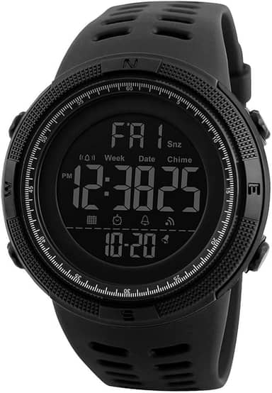 gazechimp Relógio Esportivo Masculino 1251 Cronômetro De Contagem Regressiva à Prova D'água Relógio Militar - Preto