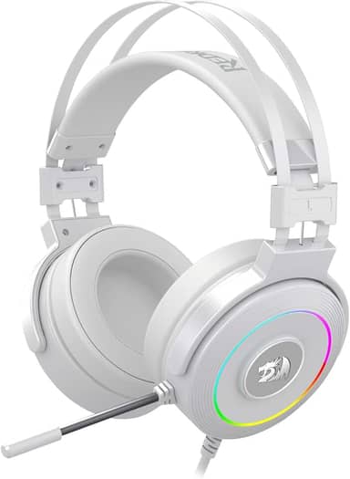 Redragon Headset Gamer Lamia 2 Lunar White RGB USB Som Surround 7.1 Virtual com Suporte de Headset - Branco