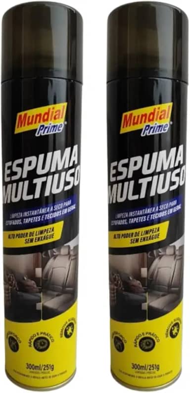 Espuma Multiuso higienização a seco Limpeza Instantânea Carros sofás Tapetes colchões 300ml Kit 2