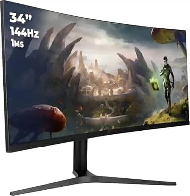 Monitor Gamer Curvo UltraWide 34" 165Hz 1ms Resolução WQHD, 2x Entradas HDMI e DisplayPort com Ajuste Inclinação e Suporte VESA 75x75 mm