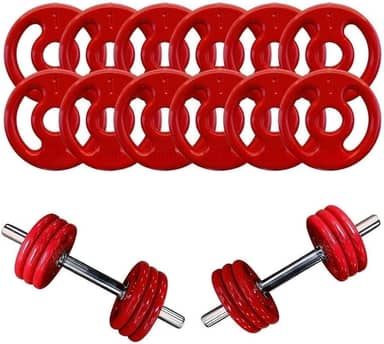 Kit Halteres de Anilhas Emborrachadas e Barras Fitness - 18 Peças