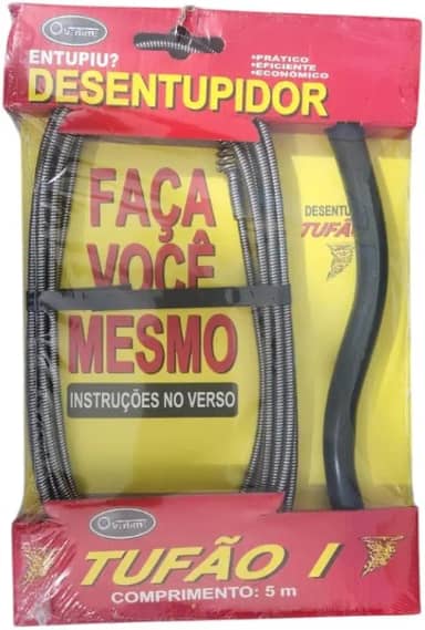 DESENTUPIDOR DE CANOS PROFISSIONAL COM MOLA ROTATIVA 5M PIAS, VASO SANITÁRIO E CALHAS