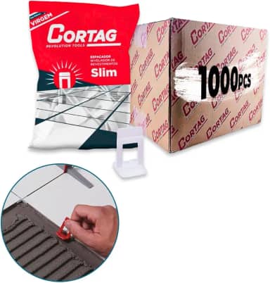 Espaçador Nivelador Slim C/1000 Peças Caixa Para Assentamento de Piso Azulejo Cerâmica Porcelanato Reutilizáveis Profissional - (2.0MM | 62418)
