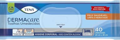 Tena Slip Dermacare, Toalha Umedecida para Banho de Leito, 40 unidades