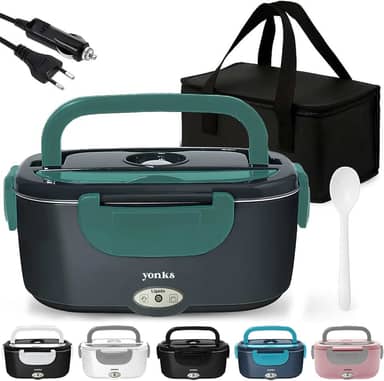 Marmita Elétrica Yonks 60W com Bolsa Térmica – Bivolt 110V/220V + Cabo Veicular 12V/24V – Marmita para Carro e Caminhão (Verde)